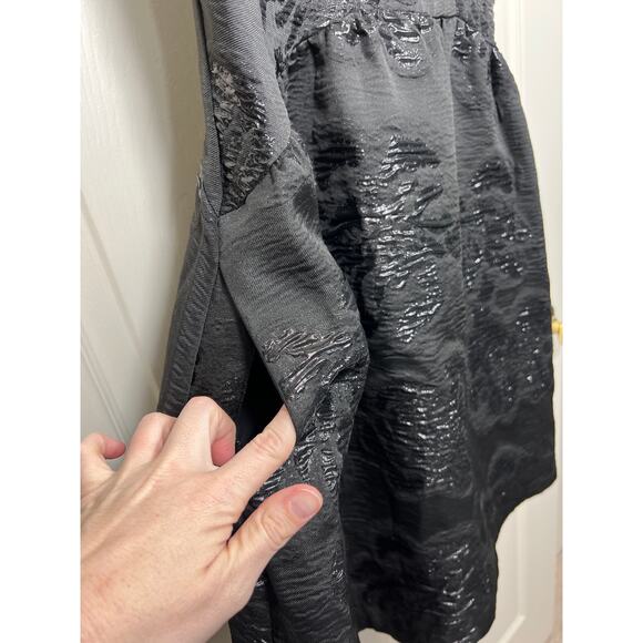 Anthropologie Maeve Jacquard Mini Black Floral Dress Women's 10 Babydoll Fairy - Picture 5 of 10